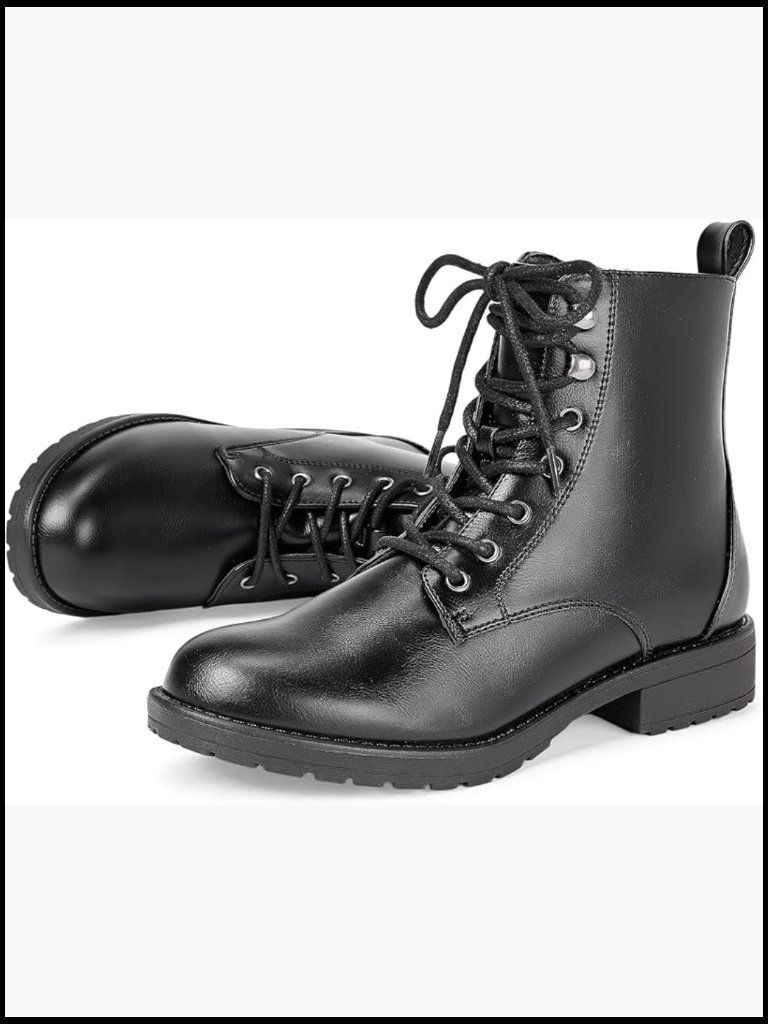 Ankle Combat Boots Lace Up Side Zipper Low Heel Fashion Fall Winter Casual Wear